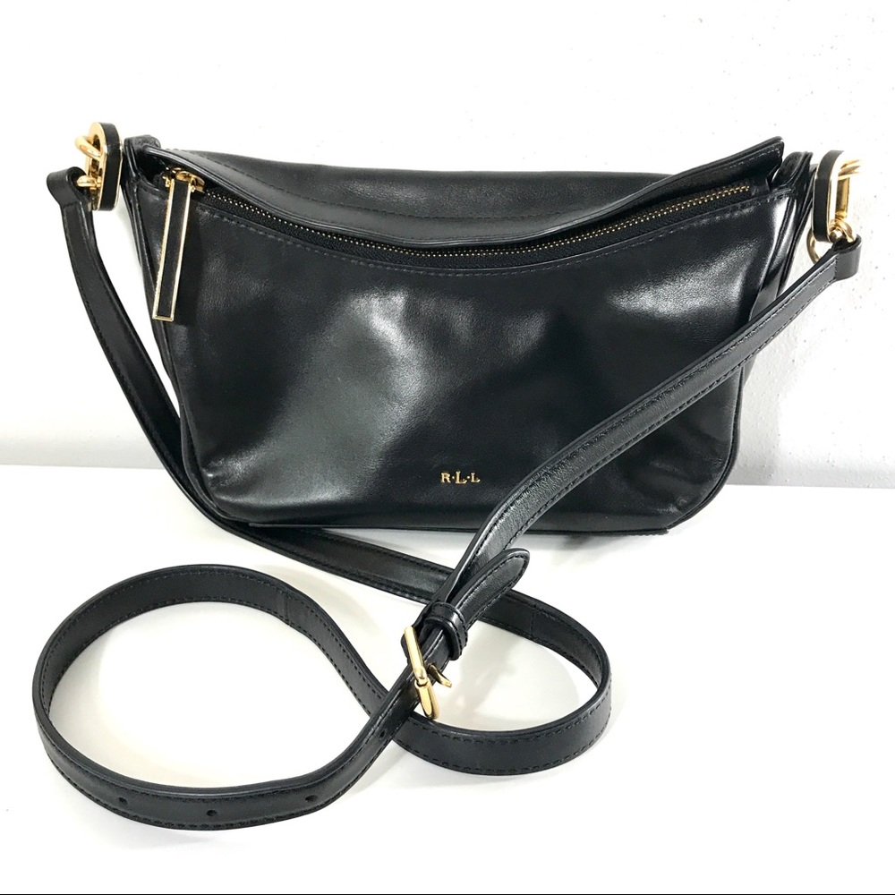 Polo Ralph Lauren Cross Body Bag blk leather NWOT